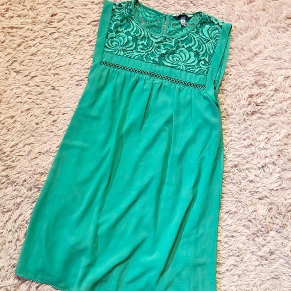 Bright Teal Flowy Lace Fairy Core Coquette Whimsical Tunic Womens S Colorful